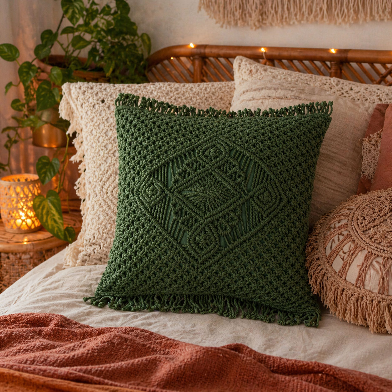 Artistic Macrame Throw Pillow Cover